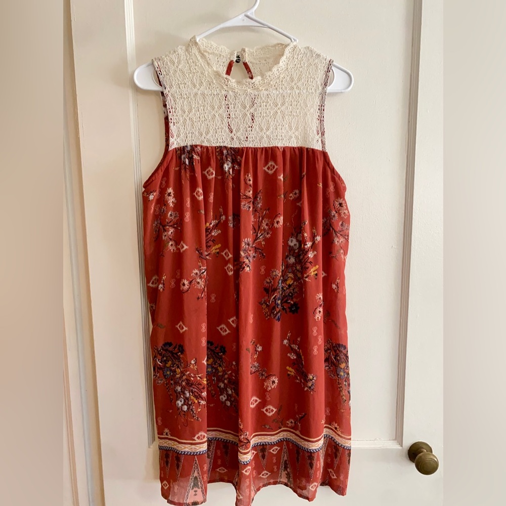 Women’s Rust Floral Dress Large